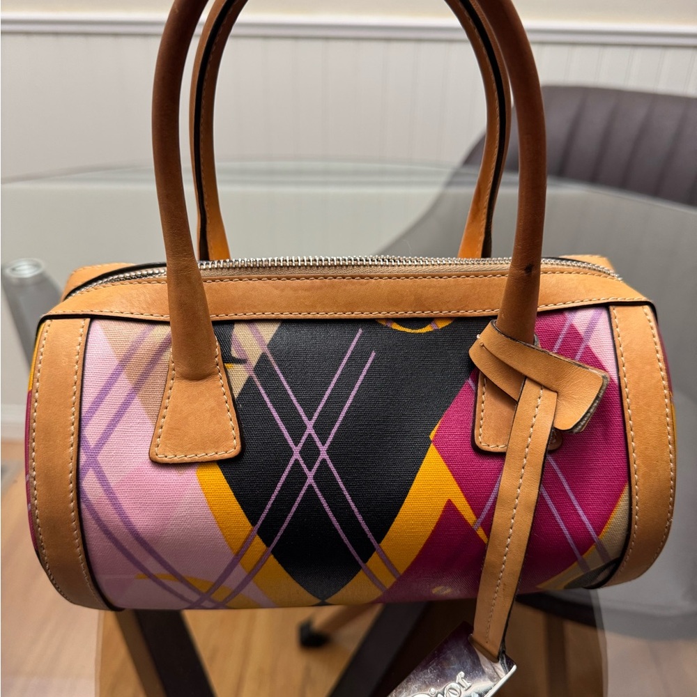 Dior Multicolor Shoulder Bag with Tan Accents
